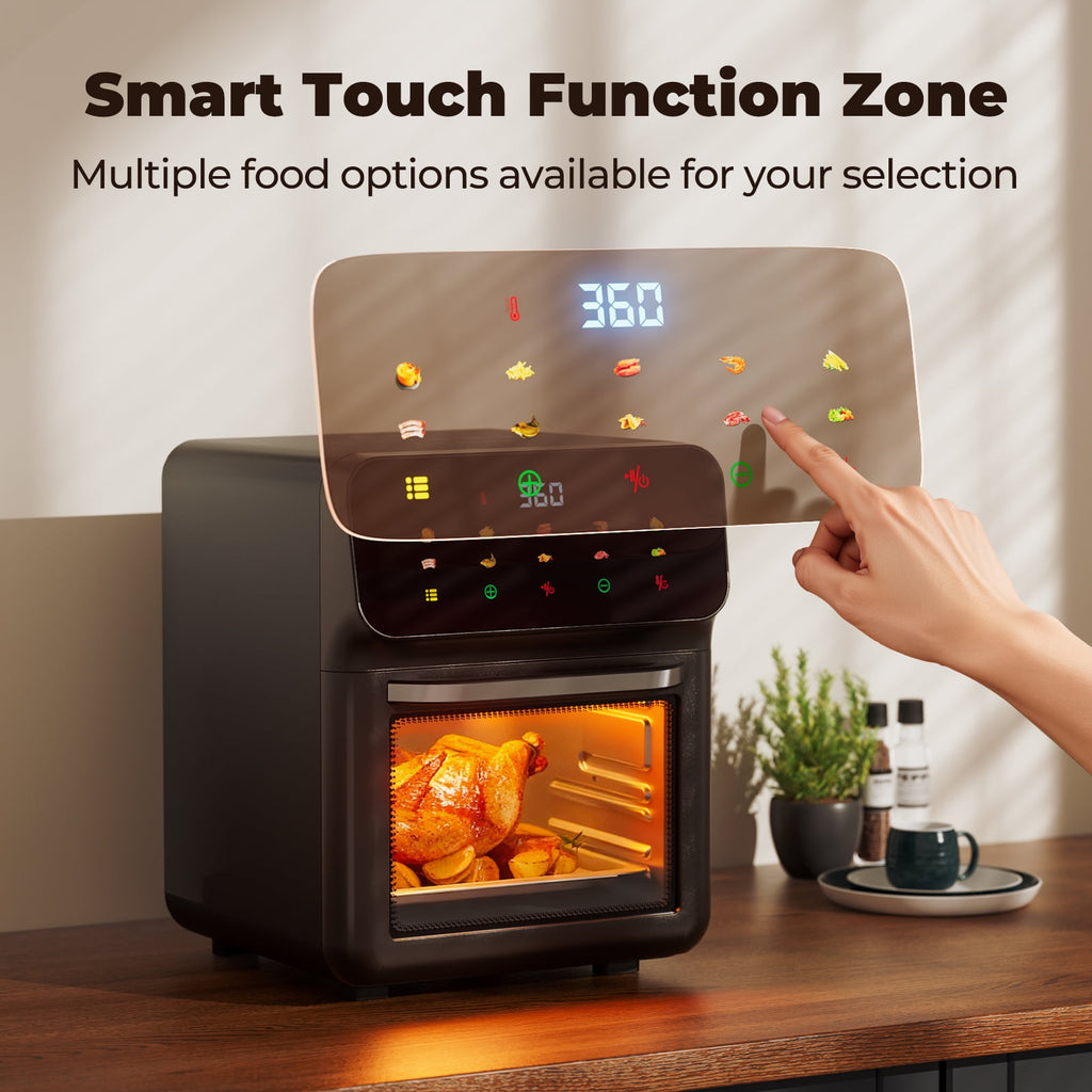 10QT Air Fryer,8-in-1 Multi-Function Kitchen Appliance,400 ℉ Max,Visible Window and Digital Screen,80% Oil-Less,Black