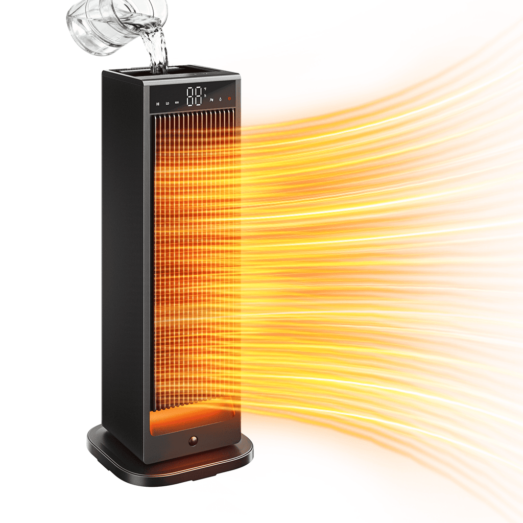 17" Space Heater, 1500W PTC Electric Heaters for Indoor with Remote, 70° Oscillation, 1S Rapid Heating, LED Digital Display, 12H Timer, Safe Quiet Heater for Bedroom
