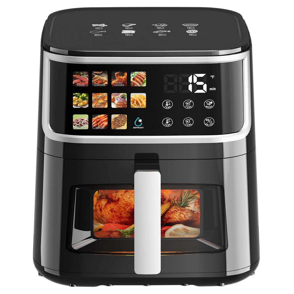 9QT Digital Window Air Fryer, with 8 One-Touch Functions, Black