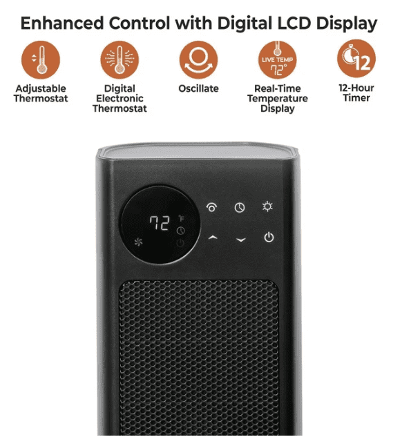 Space Heater Indoor, 25" Electric Heaters with Remote, 75° Oscillation, ECO Mode, 12H Timer, 30dB Quiet Heating, Safe Energy Efficient Heaters for Large Room, Bedroom
