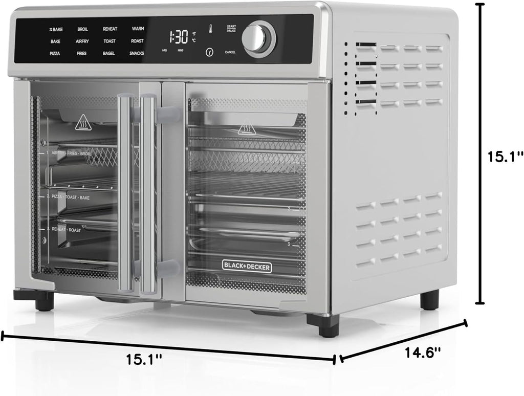 26QT Digital Toaster Oven Air Fryer, 19 One-Touch Presets, 24L, Stainless Steel