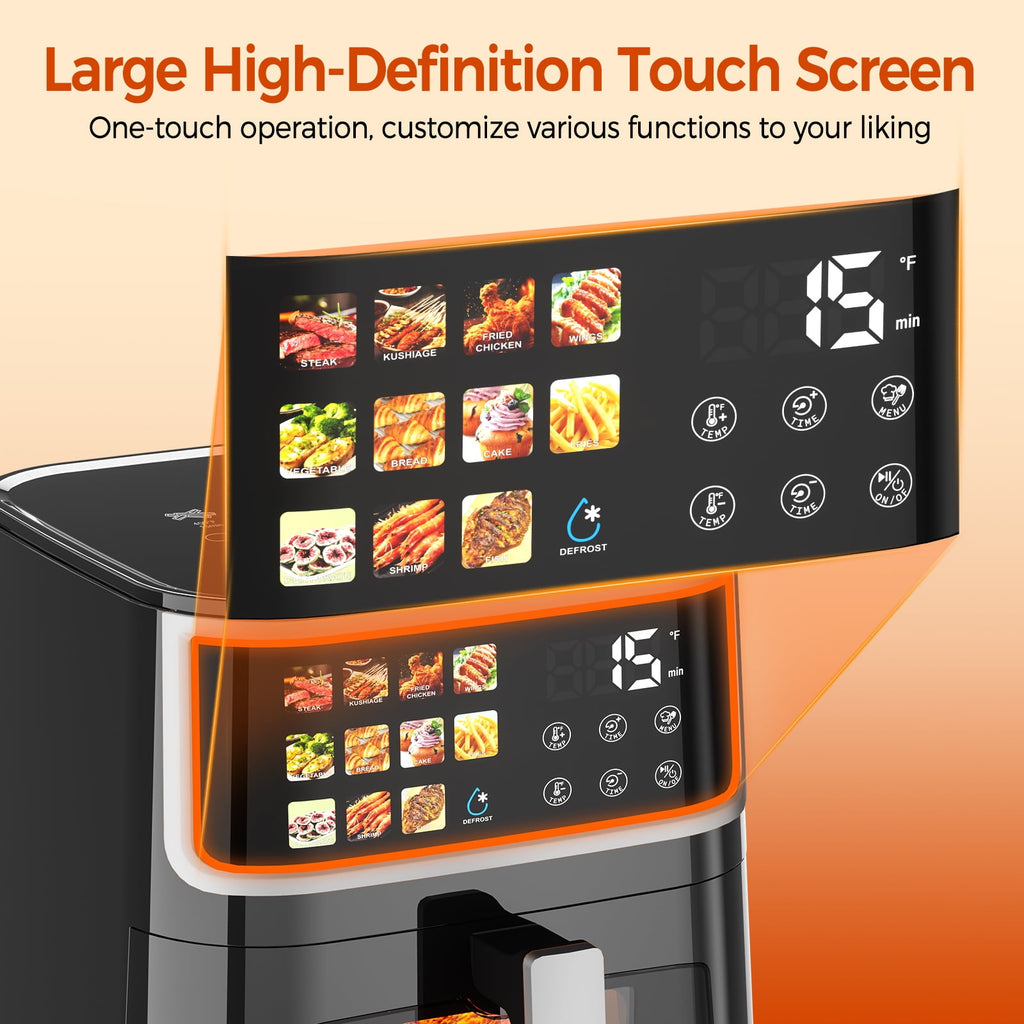 9QT Digital Window Air Fryer, with 8 One-Touch Functions, Black