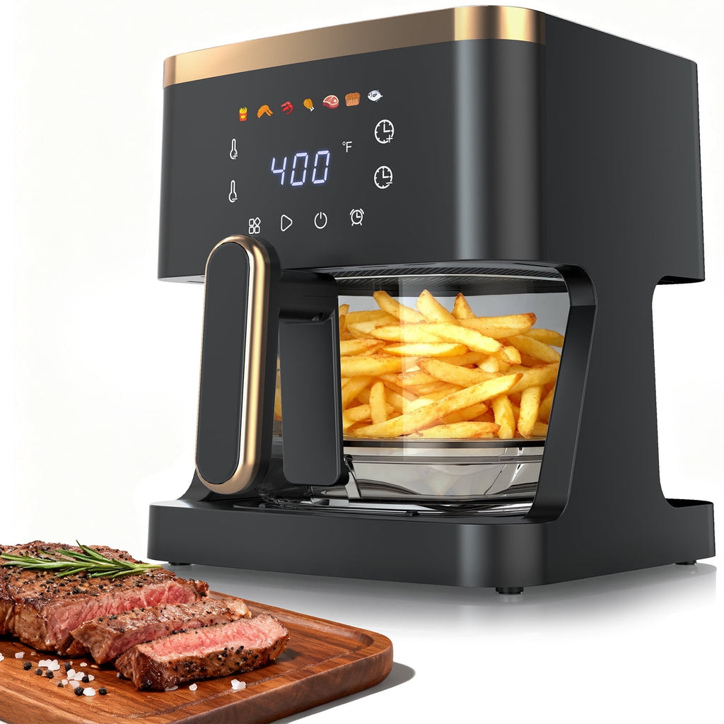 6QT Air Fryer, 8-in-1 Electric Hot Oven with Digital LED Touchscreen, 1500W, Visible Window
