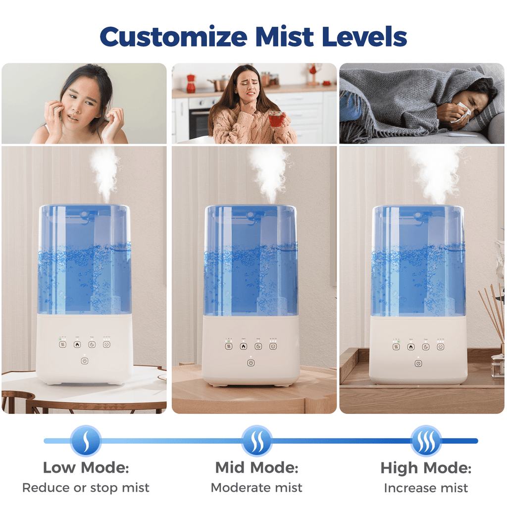 6L Warm & Cool Mist Humidifiers for Bedroom, Top Fill Air Humidifier, 7 Color Ambient Light, 28dB Quiet Operation, Automatic Shut-off Switch, 12H Timer, for Home, Office