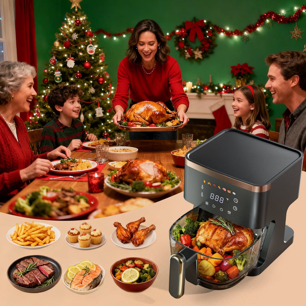 6QT Air Fryer, 8-in-1 Electric Hot Oven with Digital LED Touchscreen, 1500W, Visible Window