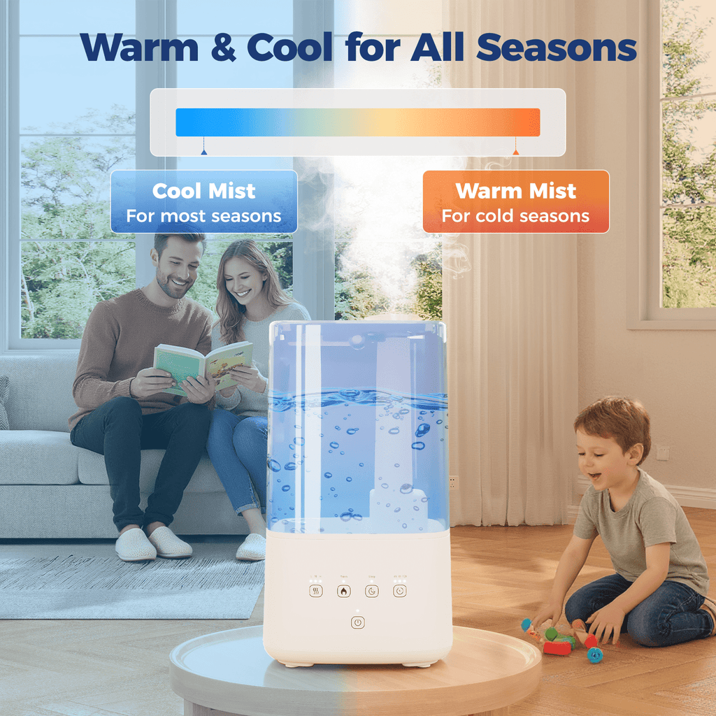 6L Warm & Cool Mist Humidifiers for Bedroom, Top Fill Air Humidifier, 7 Color Ambient Light, 28dB Quiet Operation, Automatic Shut-off Switch, 12H Timer, for Home, Office