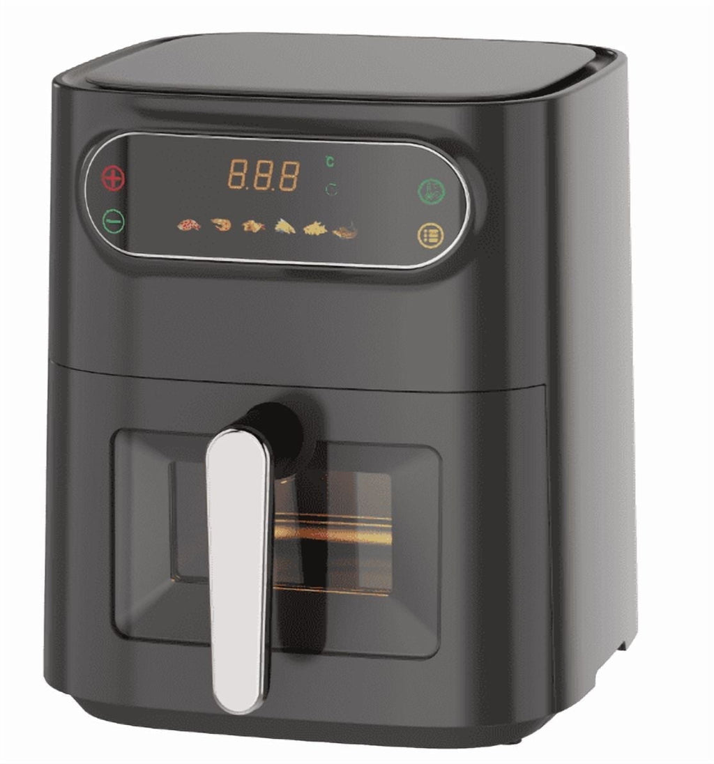 5.5L Air Fryer, 1800W 14.8 Quart, 5 in 1 Toaster Oven Countertop, Oil-Less Cooking, Stainless Steel, Black