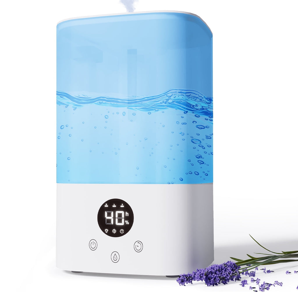 Humidifiers for Bedroom Home, 3.2L Cool Mist Humidifier with LED Display, 26dB Quiet Supersized Cool Mist Air Humidifier, Top-Fill 30H Super Long Time, Automatic Power-off No Water