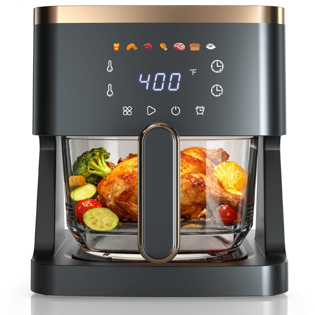 6QT Air Fryer, 8-in-1 Electric Hot Oven with Digital LED Touchscreen, 1500W, Visible Window
