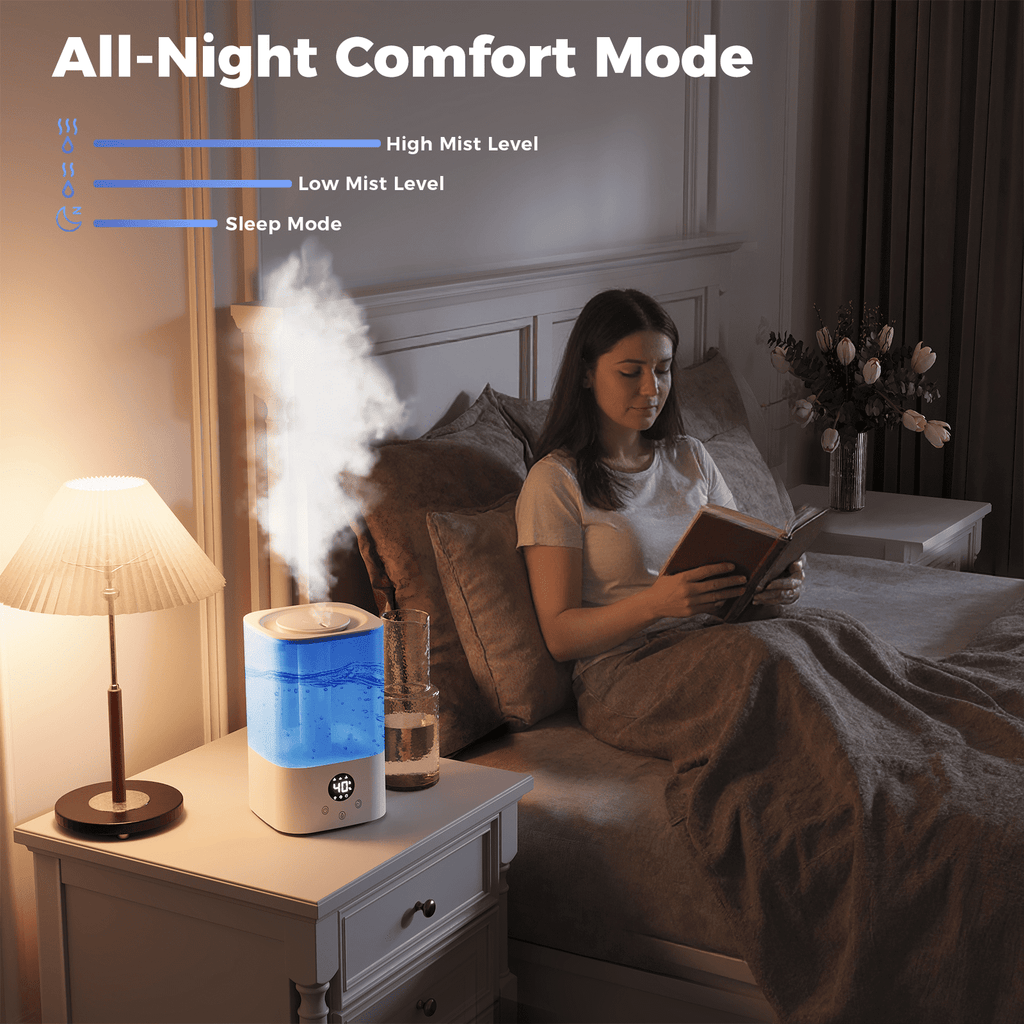 Humidifiers for Bedroom Home, 3.2L Cool Mist Humidifier with LED Display, 26dB Quiet Supersized Cool Mist Air Humidifier, Top-Fill 30H Super Long Time, Automatic Power-off No Water