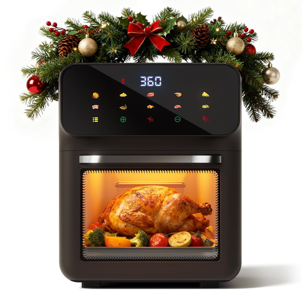 10QT Air Fryer,8-in-1 Multi-Function Kitchen Appliance,400 ℉ Max,Visible Window and Digital Screen,80% Oil-Less,Black