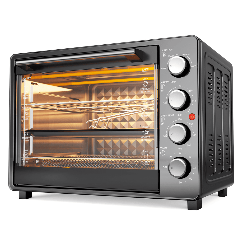 34 QT Super-Large Air Fryer, Oil-Less Air Fryer Toaster Oven Combo with Pizza, Warm, Broil, Toast, Bake, Air Fry, 5 Functions - Black