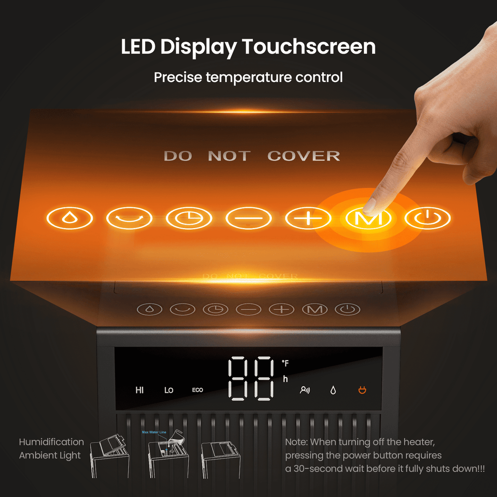 17" Space Heater, 1500W PTC Electric Heaters for Indoor with Remote, 70° Oscillation, 1S Rapid Heating, LED Digital Display, 12H Timer, Safe Quiet Heater for Bedroom