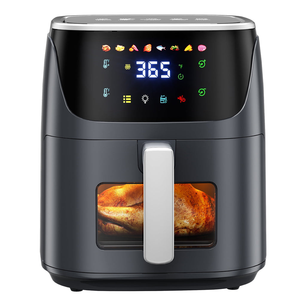 8 QT Air Fryer with 8 Food Preset, 85% Less Oil Healthy Cooker for Family Size, LED Digital Touch Screen, Roast, Reheat, Dehydrate, Bake, Steam, 360° Hot Air Heating
